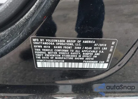 2014 Volkswagen Passat 1.8T Sel Premium from USA, damaged, VIN 1VWCT7A33EC010126